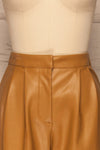 Naarden Ginger Brown Faux-Leather Pants | La petite garçonne  front close-up