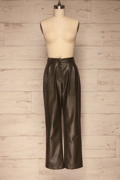 Naarden Olive Green Faux-Leather Pants | La petite garçonne front view