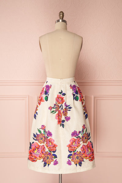 Nabilah Ivory & Colourful Floral Brocade A-Line Skirt | Boutique 1861
