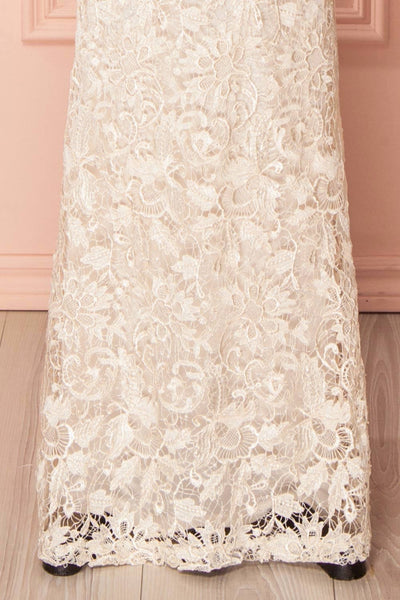 Nafise Cream Lace & Mesh Gown with Openwork | Boudoir 1861