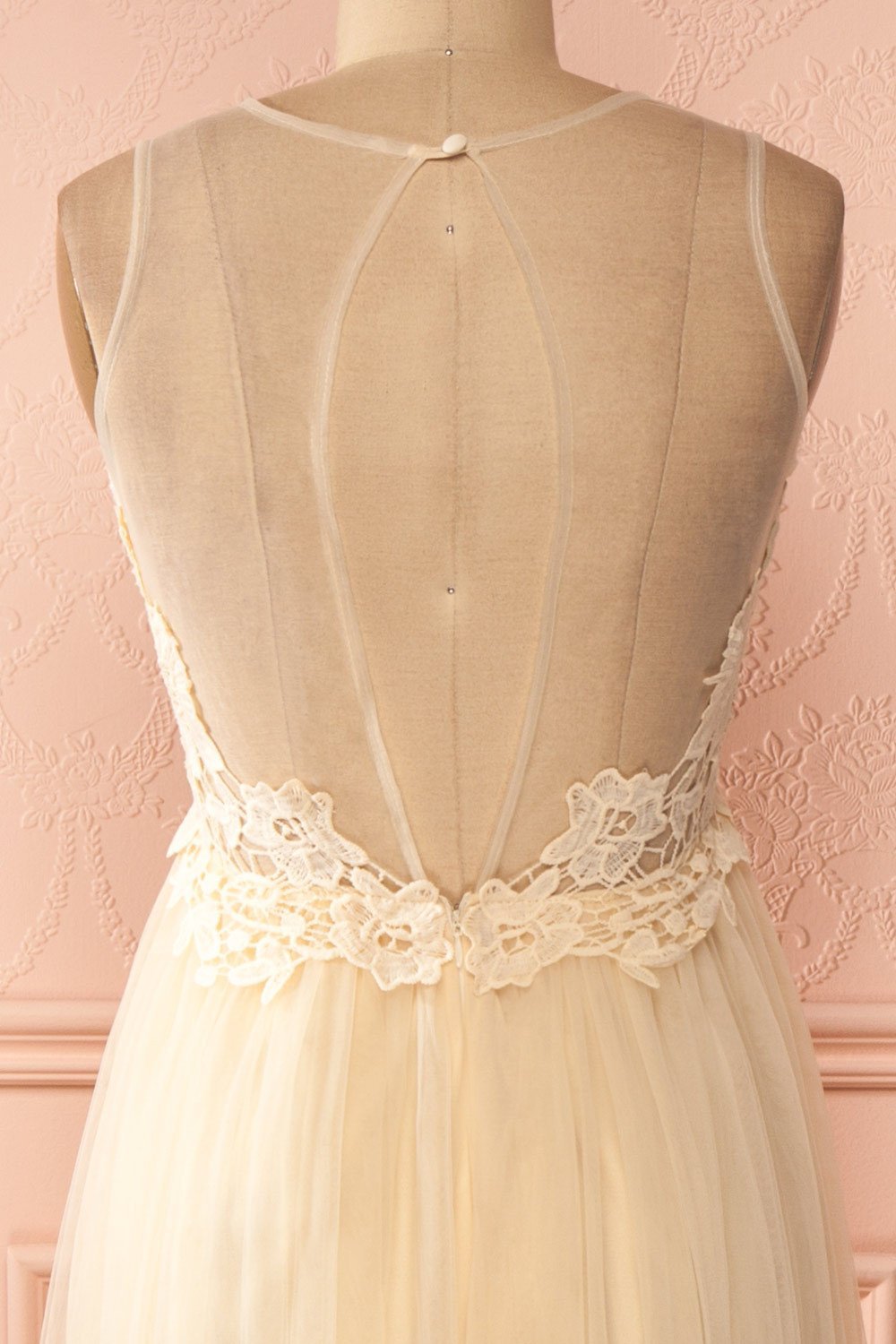 Naïla Day - Cream tulle and crochet maxi dress