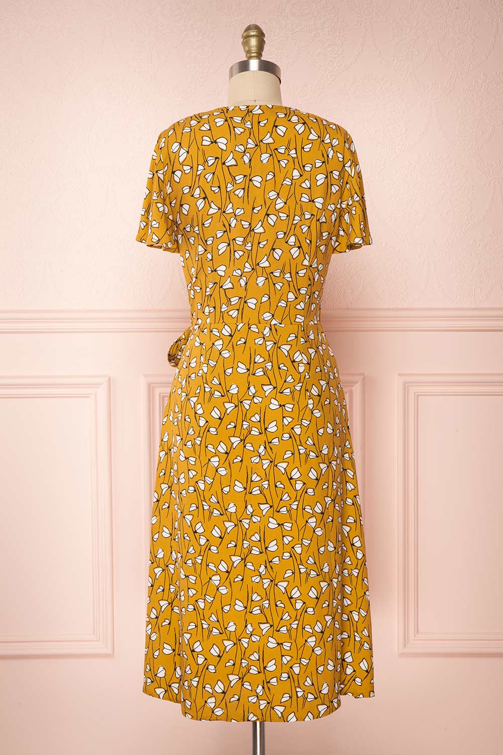 Nakama Yellow Floral Midi Wrap Dress | Boutique 1861