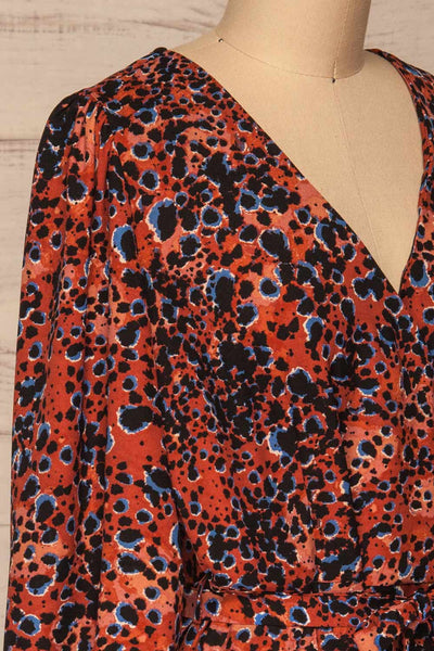 Nakhoda Rust Wrap Dress | Robe | La Petite Garçonne  side close-up