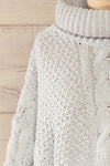 Nakka Blue Cropped Knit Sweater | La petite garçonne front close-up
