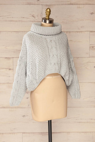 Nakka Blue Cropped Knit Sweater | La petite garçonne side view