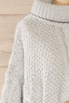 Nakka Blue Cropped Knit Sweater | La petite garçonne side close-up