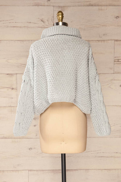 Nakka Blue Cropped Knit Sweater | La petite garçonne back view