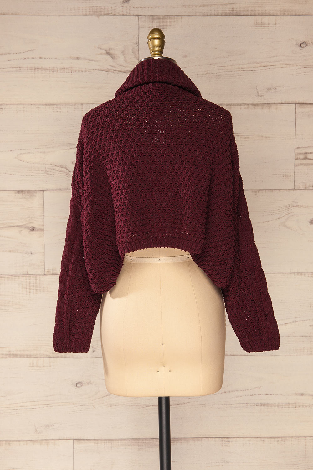 Nakka Burgundy Cropped Knit Sweater | La petite garçonne back view 