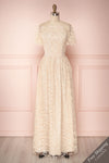 Namiko Beige Embroidered A-Line Gown with Pearls | Boudoir 1861