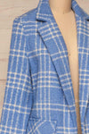 Namyslow Blue Tartan Long Coat | La petite garçonne side close-up