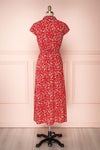 Naoka Red Floral Midi A-Line Dress | BACK VIEW | Boutique 1861