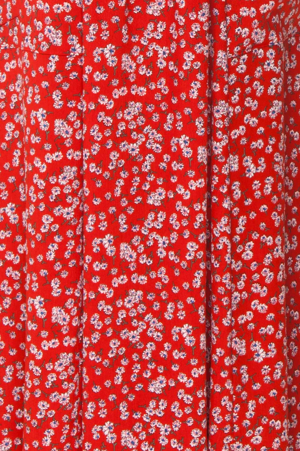 Naoka Red Floral Midi A-Line Dress | TEXTURE DETAIL | Boutique 1861