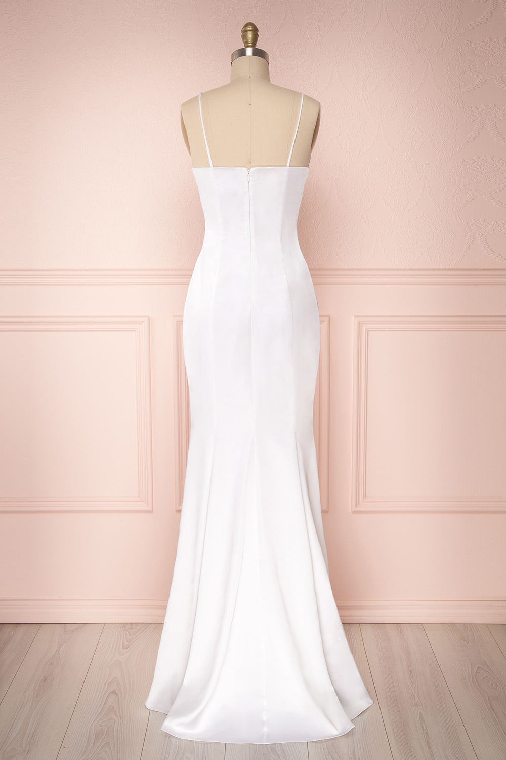 Naomie Ivory Silky Mermaid Gown with Slit | Boudoir 1861 back view