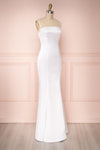 Naomie Ivory Silky Mermaid Gown with Slit | Boudoir 1861 side view