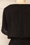 Naousa Black V-Neck Short Sleeve Dress | La petite garçonne back close-up