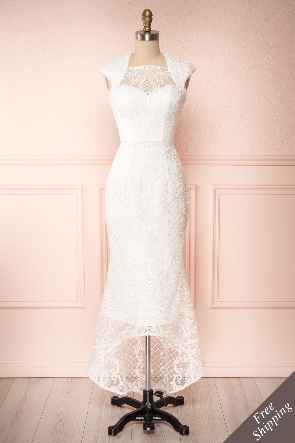 Narcissa White High-Low Mermaid Gown | Robe | Boudoir 1861 front view 