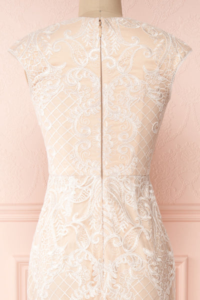 Narcissa Blush High-Low Mermaid Gown | Robe | Boudoir 1861 back close-up