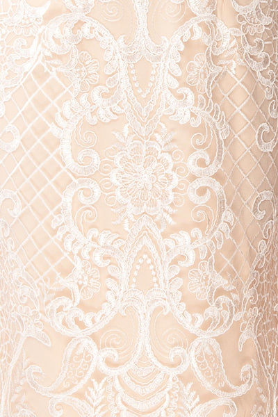 Narcissa Blush High-Low Mermaid Gown | Robe | Boudoir 1861 fabric detail