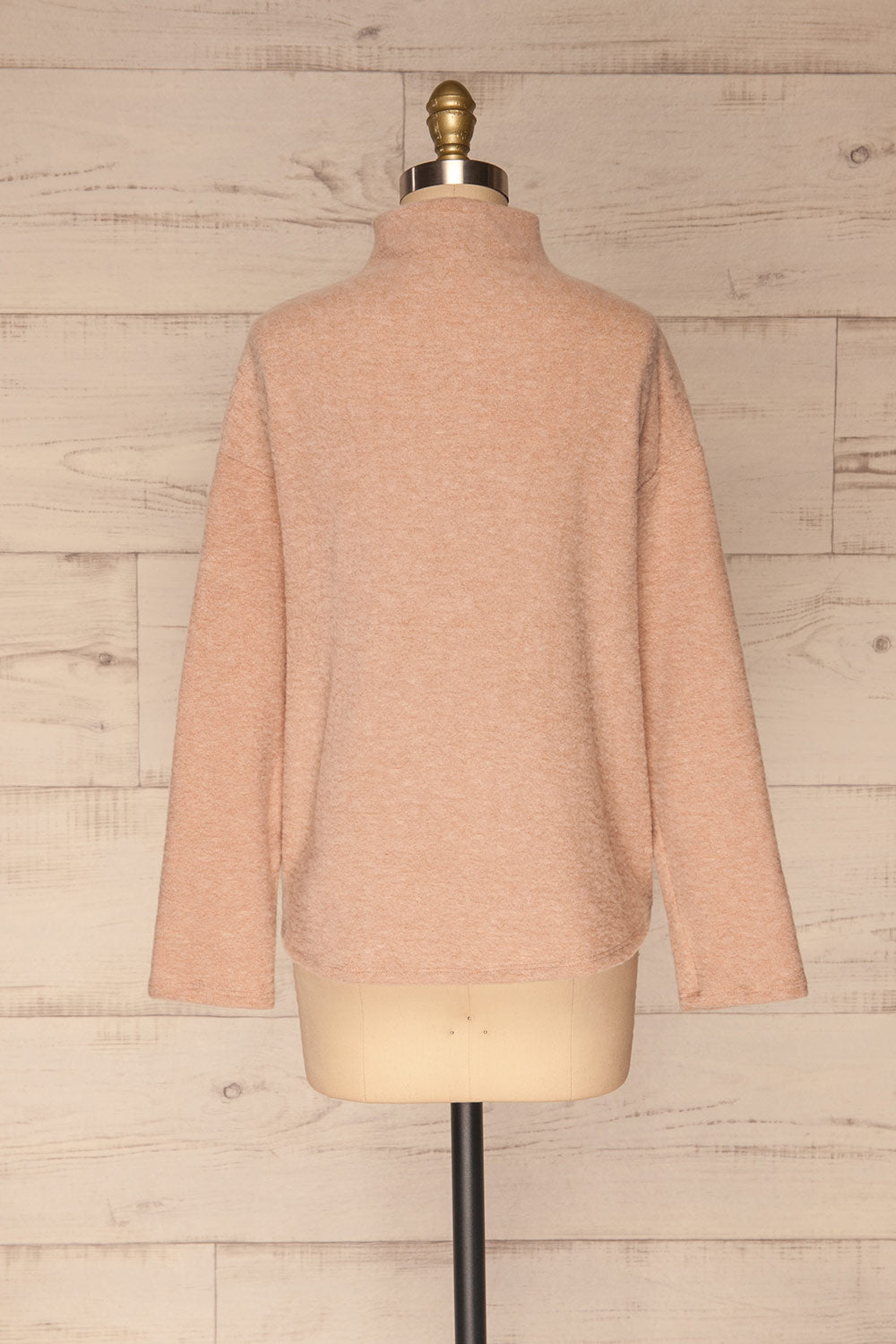 Narol Light Pink Mock Neck Knitted Sweater | La petite garçonne back view 