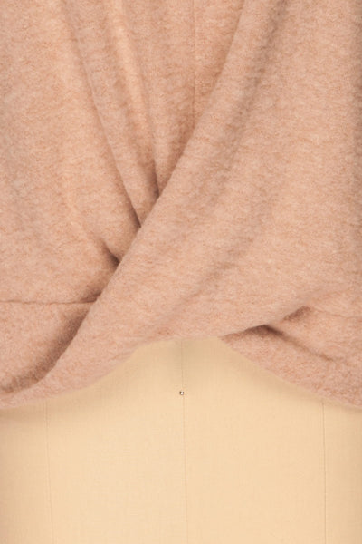 Narol Light Pink Mock Neck Knitted Sweater | La petite garçonne detail
