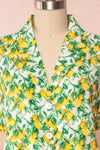 Nastasya White & Lemon Print Front Tie Blouse | Boutique 1861 front close up