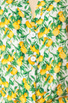 Nastasya White & Lemon Print Front Tie Blouse | Boutique 1861 fbaric
