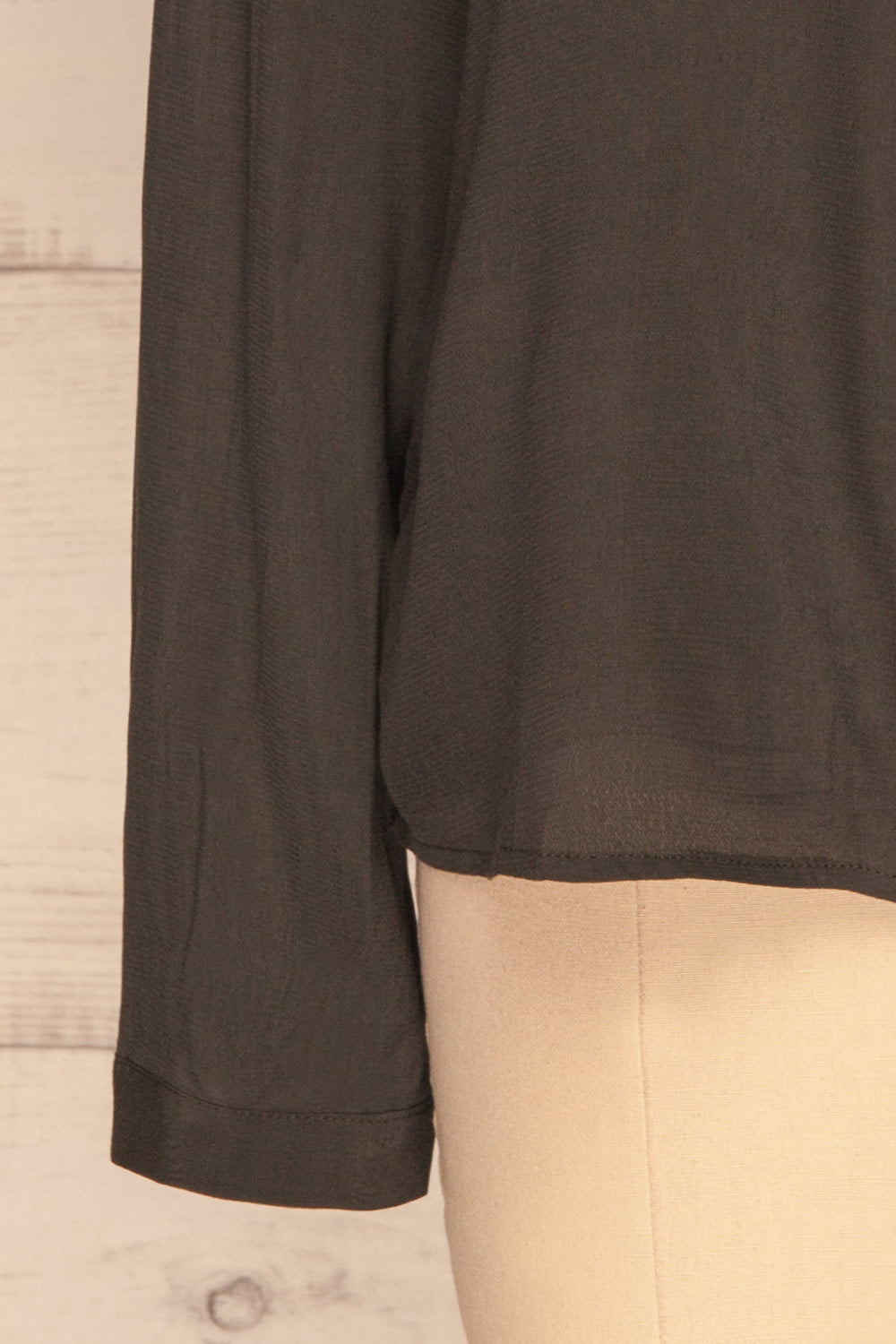 Nataf Dark Grey Blouse | Chemisier | La Petite Garçonne | bottom close-up