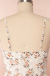 Natane Short Beige Floral Dress w/ Frills | Boutique 1861 back close up