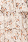 Natane Short Beige Floral Dress w/ Frills | Boutique 1861 fabric