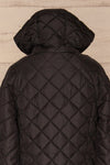 Natasiya Black Hooded Long Quilted Coat | La Petite Garçonne back close-up hood