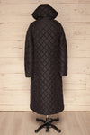 Natasiya Black Hooded Long Quilted Coat | La Petite Garçonne back view hood