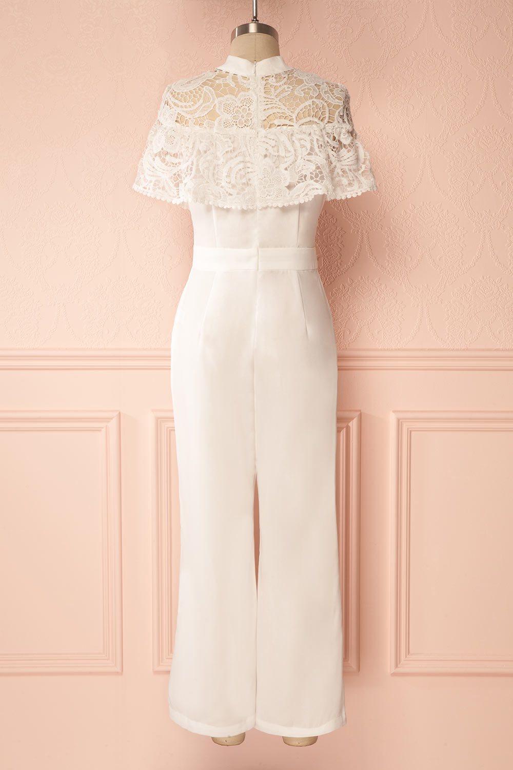 Natsu Jour White Party Jumpsuit with Lace Ruffle | Boudoir 1861