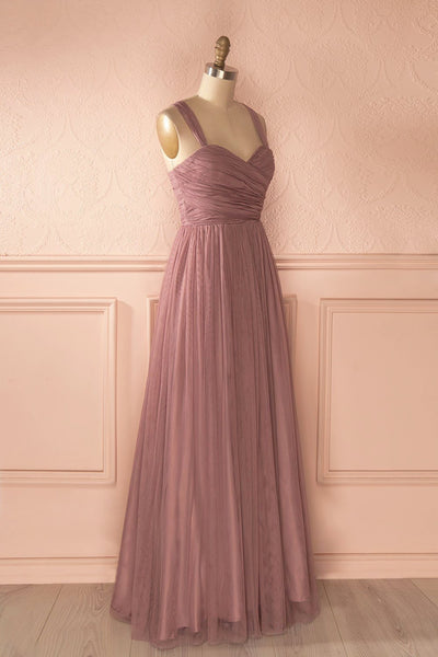 Nattie Mauve - Maxi purple tulle prom dress