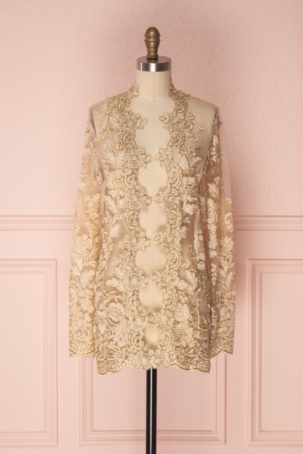 Nawar Golden Embroidered Mesh Blazer Jacket | Boutique 1861 3