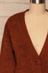 Neapoli Rust Cropped Button Up Cardigan | La petite garçonne front close up
