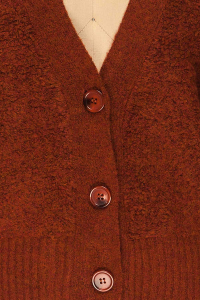 Neapoli Rust Cropped Button Up Cardigan | La petite garçonne fabric