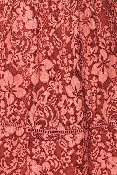 Nebula Pink Lace Short A-Line Dress texture close up | Boutique 1861