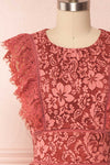 Nebula Pink Lace Short A-Line Dress Front Close up | Boutique 1861