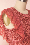 Nebula Pink Lace Short A-Line Dress side view close up | Boutique 1861