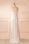Nelda Neige - Cream lace bustier gown back view