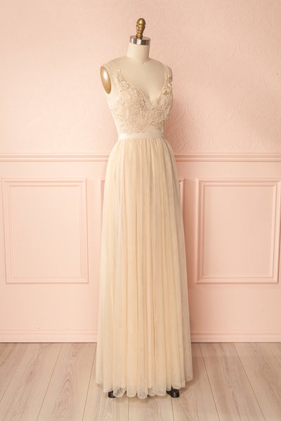 Néomie Cream | Tulle Gown with Lace