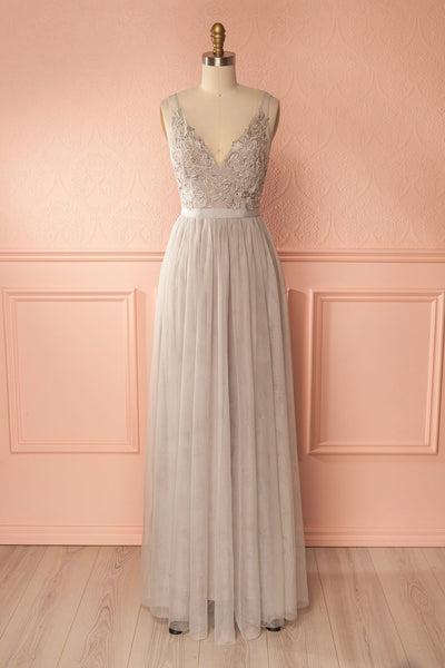 Néomie Grey Tulle Gown with Crocheted Lace | Boudoir 1861