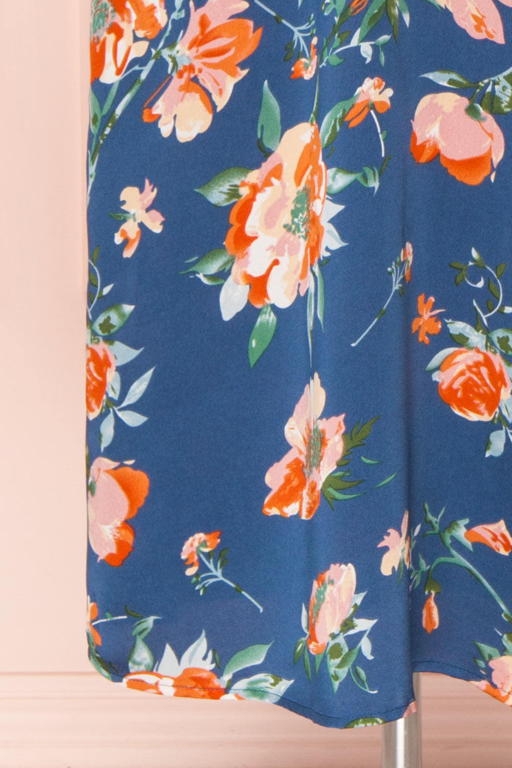 Nicolasa Blue Floral Satin A-Line Dress | Boutique 1861 bottom 