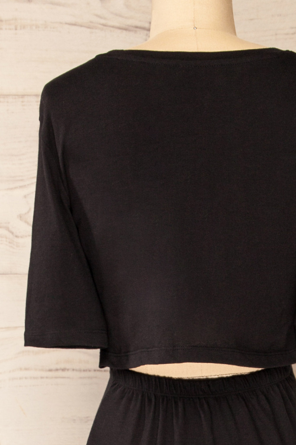 Nida Black Short Sleeves Short Dress | La petite garçonne back close-up