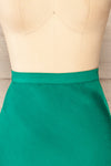 Nikaia Green Silky High-Waisted Midi Skirt | La petite garçonne front close up