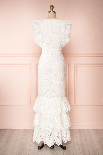 Nikoletta White Crocheted Lace Bridal Dress back view | Boudoir 1861