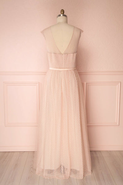 Nilay Blush Polka Dot A-Line Plus Size Gown | Boudoir 1861 back view