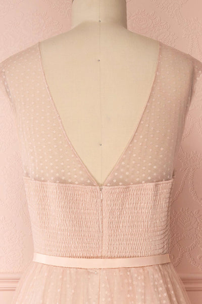 Nilay Blush Polka Dot A-Line Plus Size Gown | Boudoir 1861 back close up