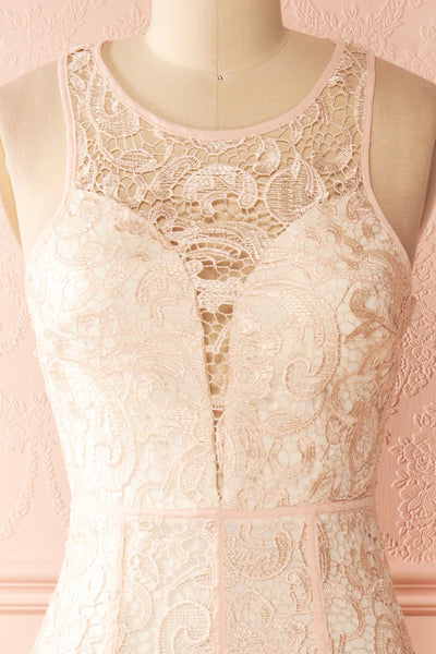 Nilia Quartz Light pink lace gown | Boutique 1861 front close-up