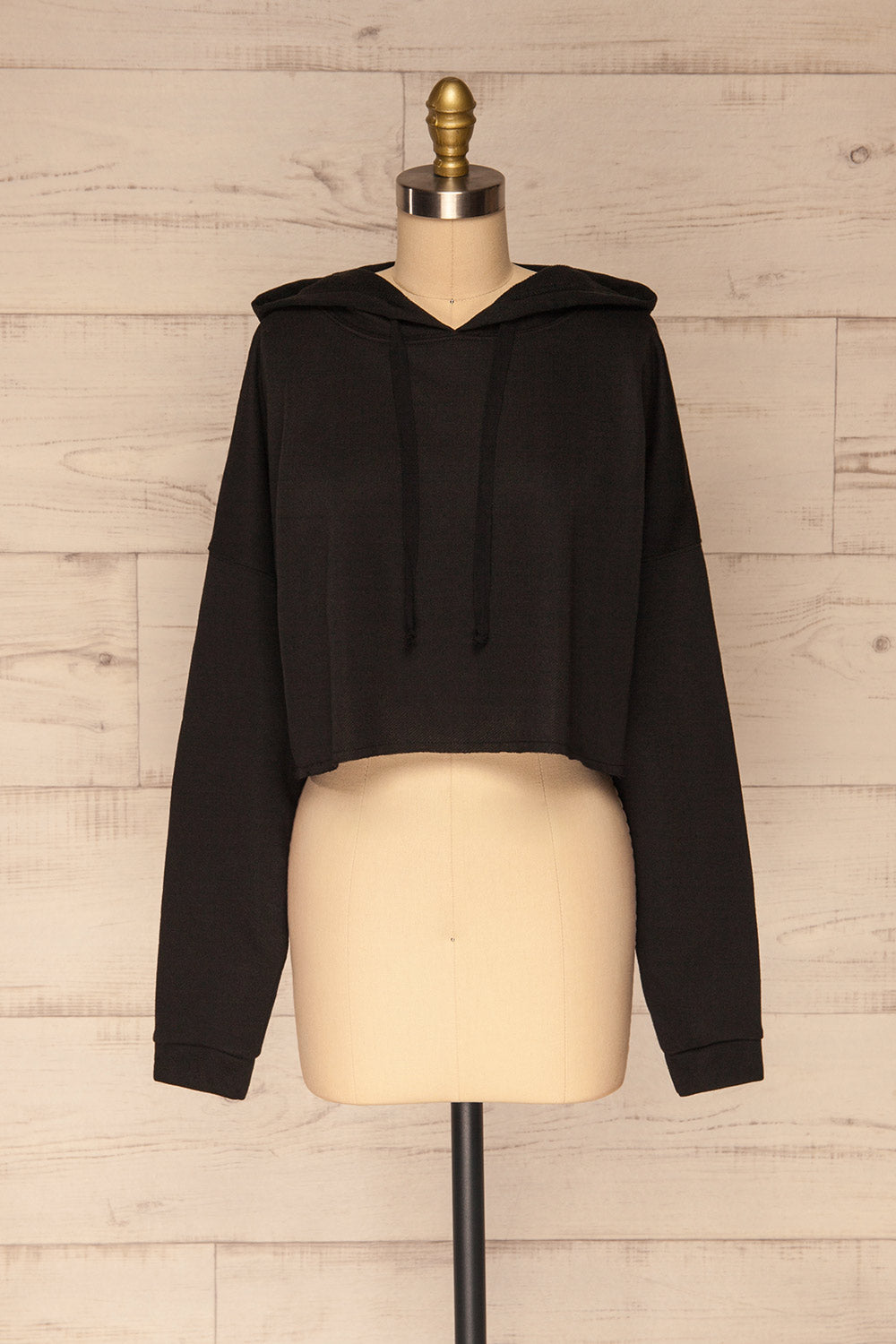 Nimegen Black Cropped Hooded Sweater | La petite garçonne front view 